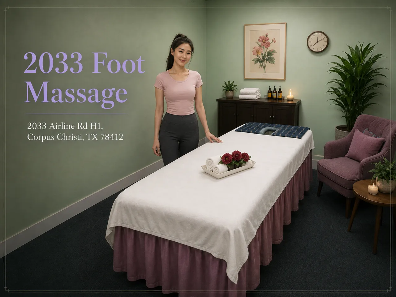 Friendly therapist welcoming guests at 2033 Foot Massage serving the Corpus Christi area